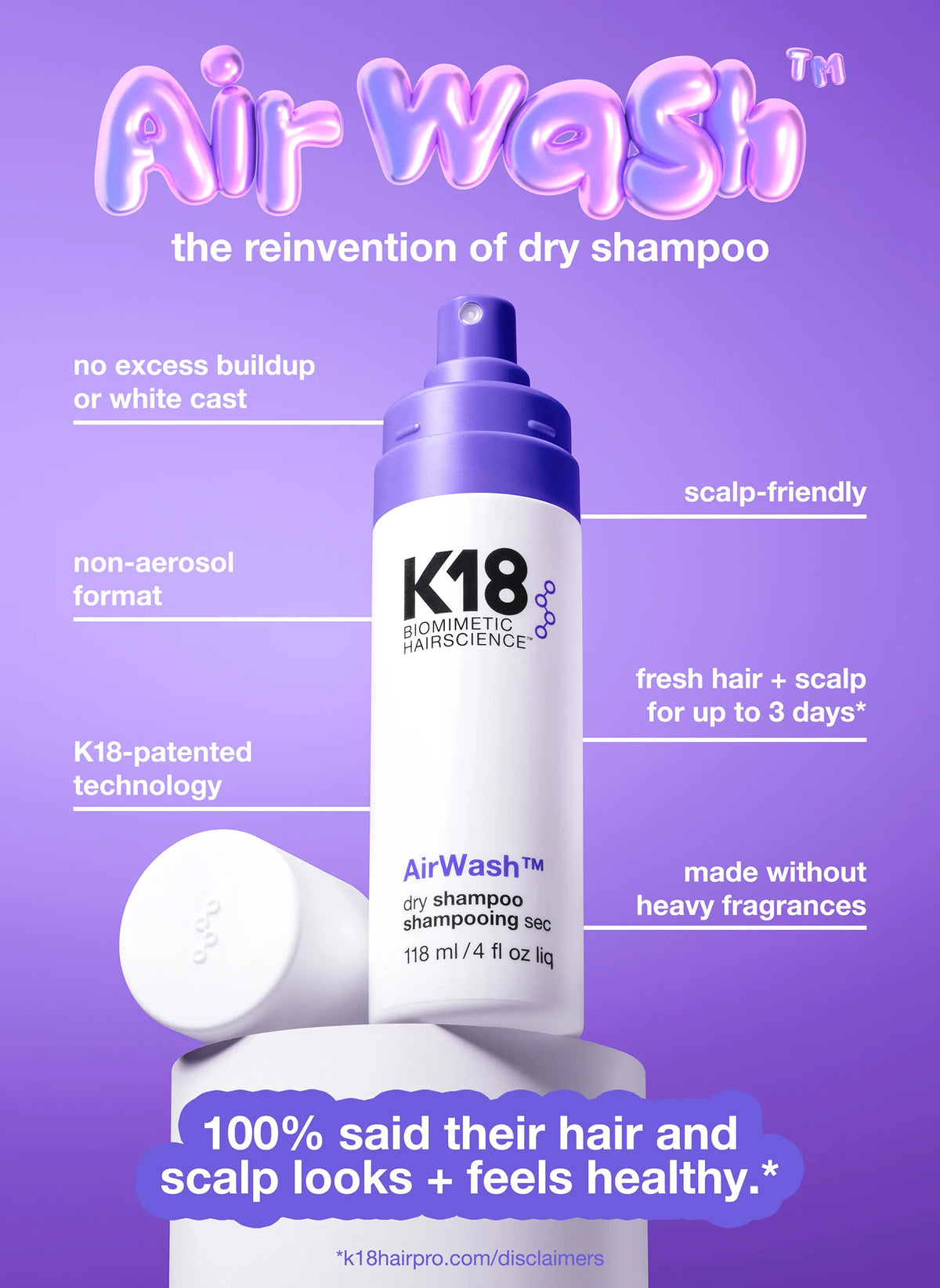 K18: AirWash™ dry shampoo