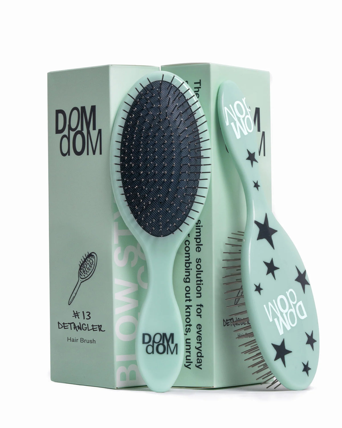 Dom Dom: #13 Detangler Brush Green Stars